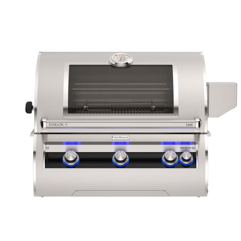 Fire Magic Echelon Diamond E660i Built-In Grill – 660 sq in Cooking Surface, 75,000 BTU Cast Stainless Burners, Analog Thermometer & 304 Stainless Steel — Fire Magic at Living Outdoorsy