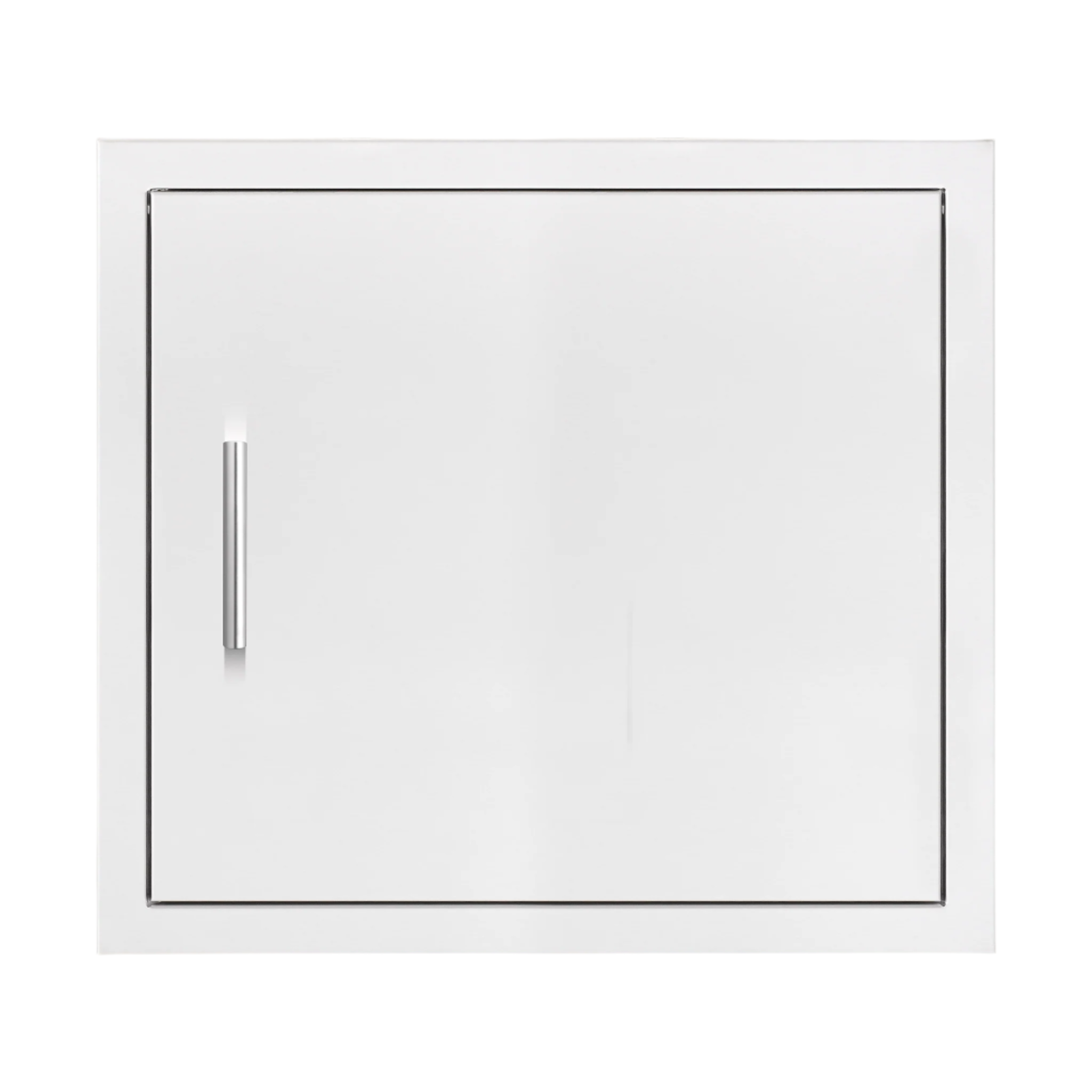Summerset Grills 27 inch stainless steel horizontal access door with a sleek white finish and a bar handle on the side.