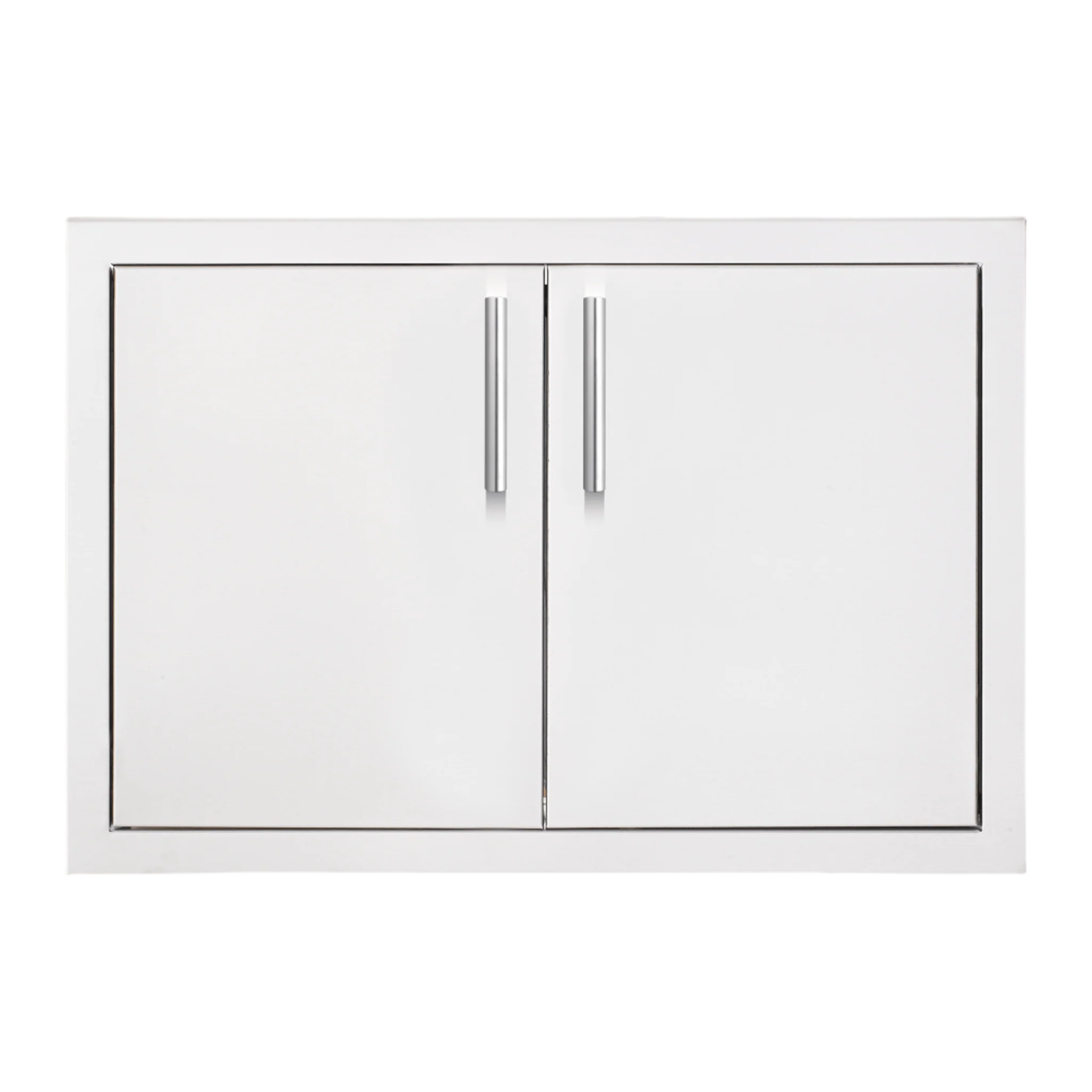 Summerset Grills 33 inch Stainless Steel Double Access Door with a sleek white finish and bar handle.