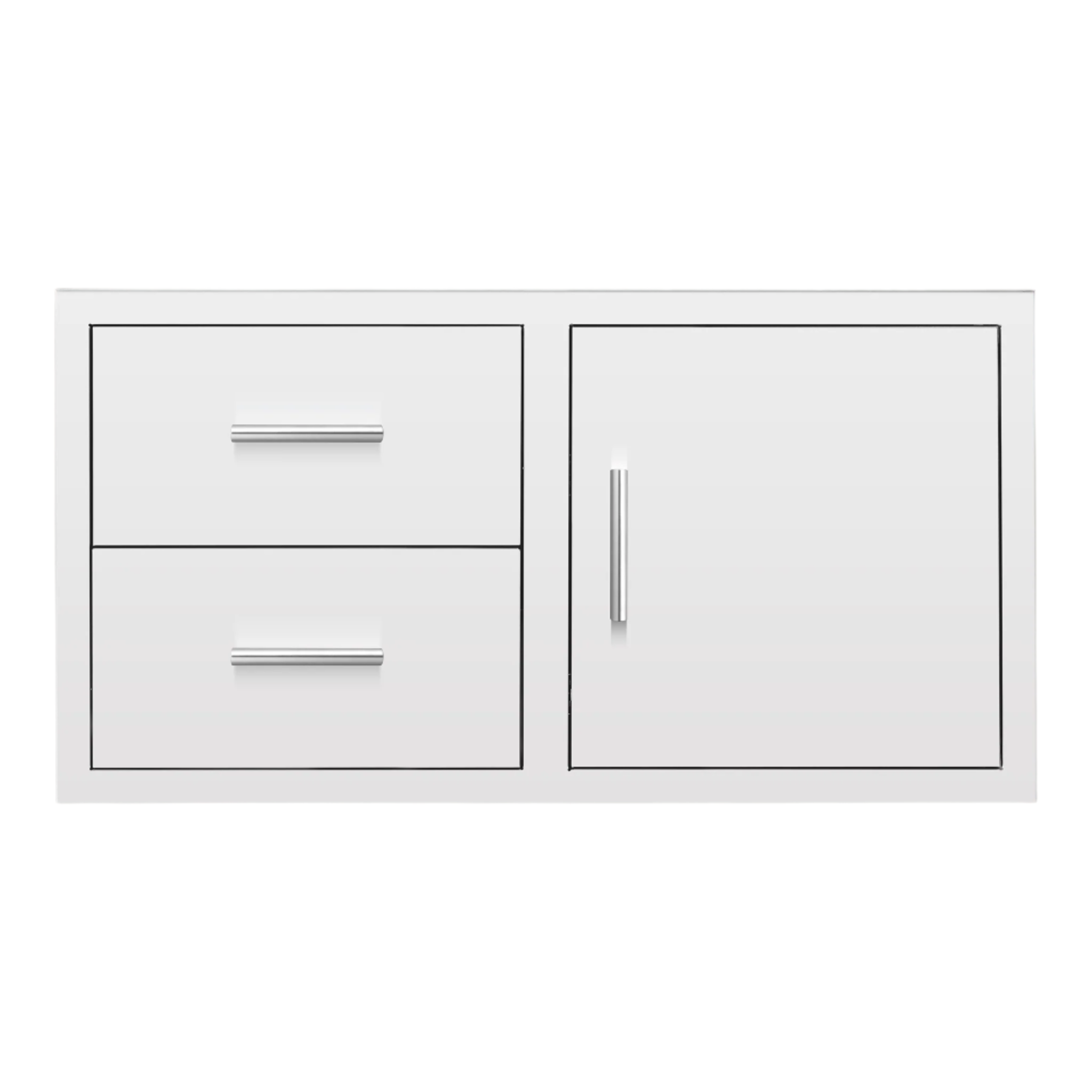 Summerset Grills 42 inch combination of two drawers and an access door, all in stainless steel.