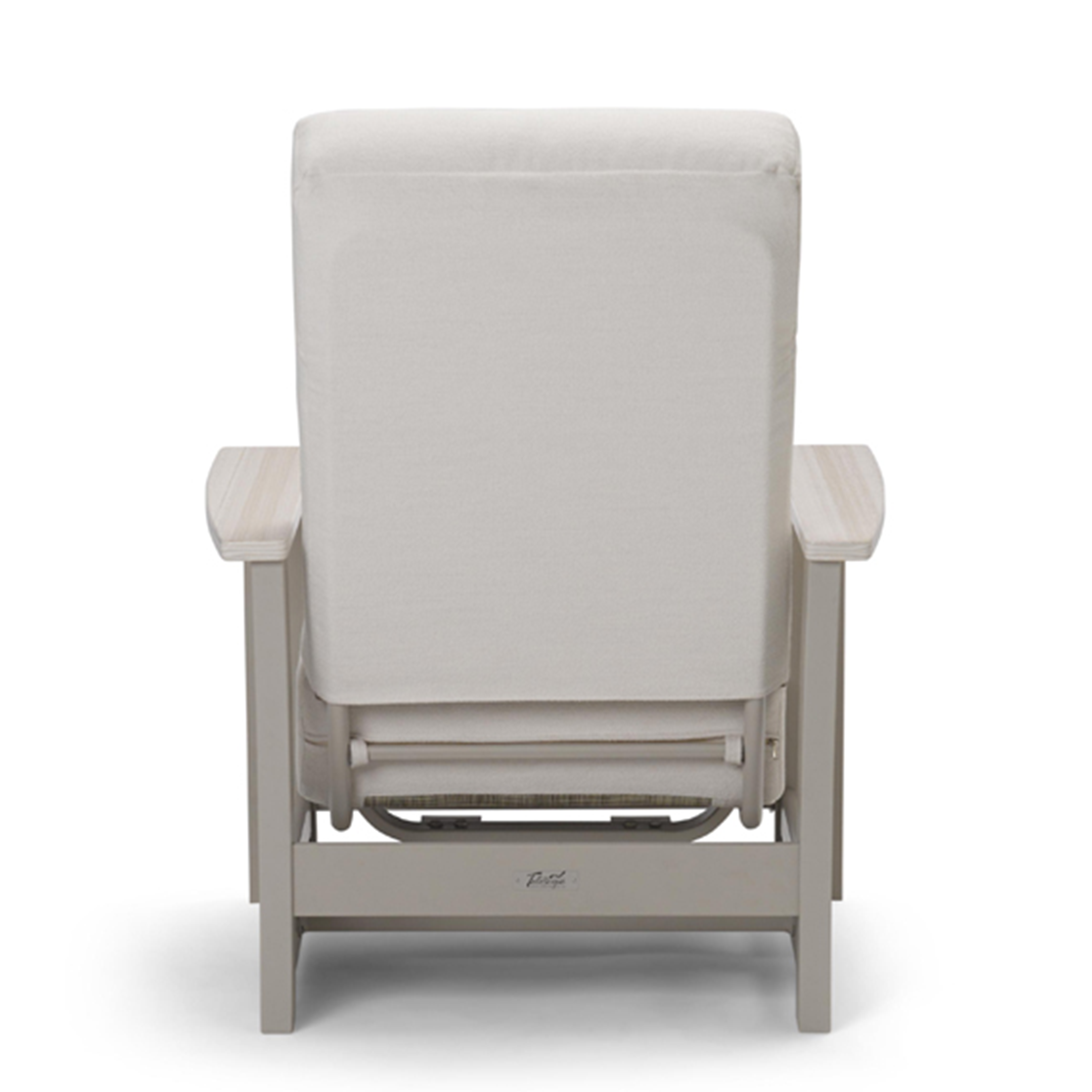 Telescope Leeward MGP Supreme Cushion Hidden Motion Arm Chair w/ RT0 Teak Rustic Arms – Customizable Outdoor Chair