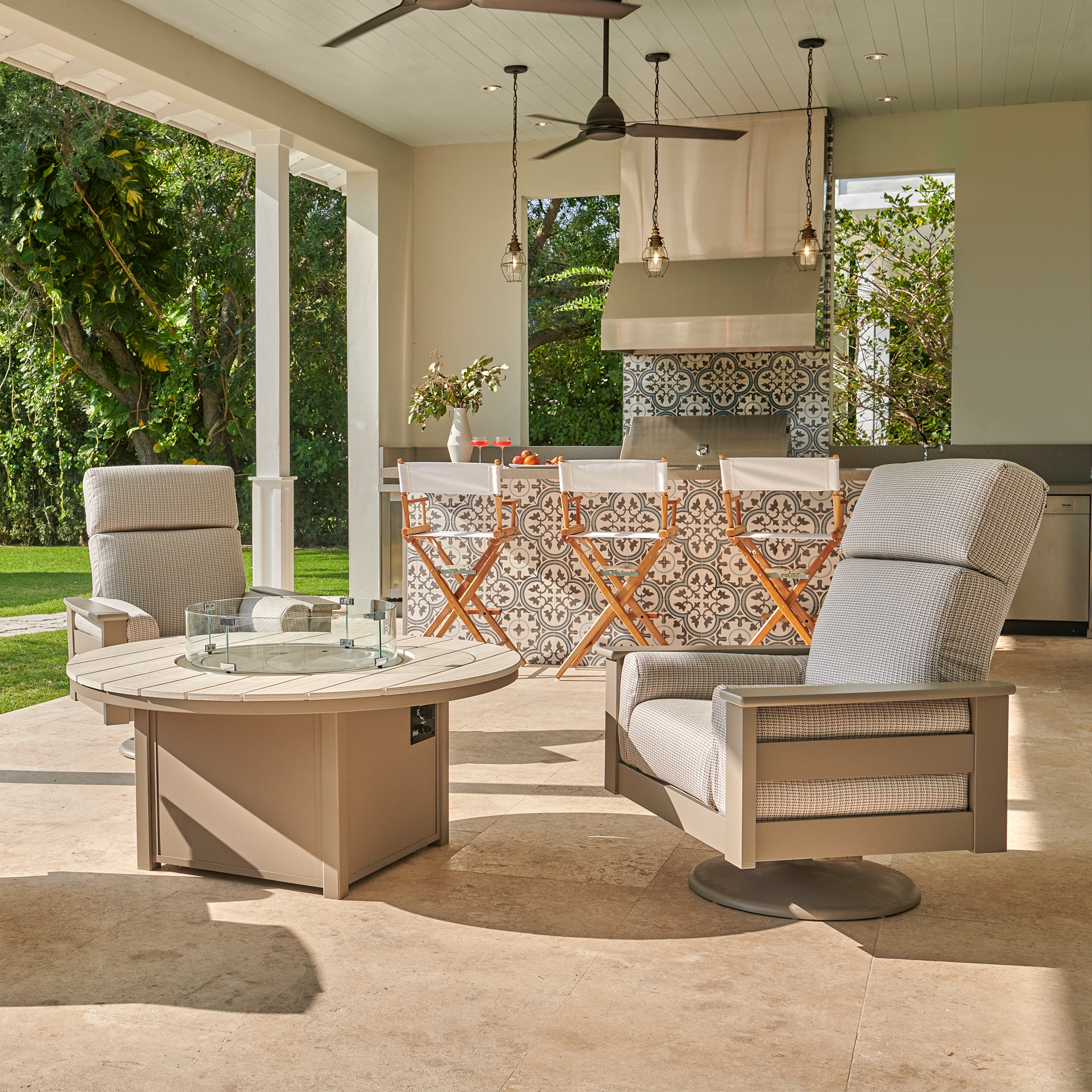 Telescope Leeward MGP Premier Swivel Rocker Chair with Arms – Plush Outdoor Cushion Seating - HUGE Selection of Fabric Options