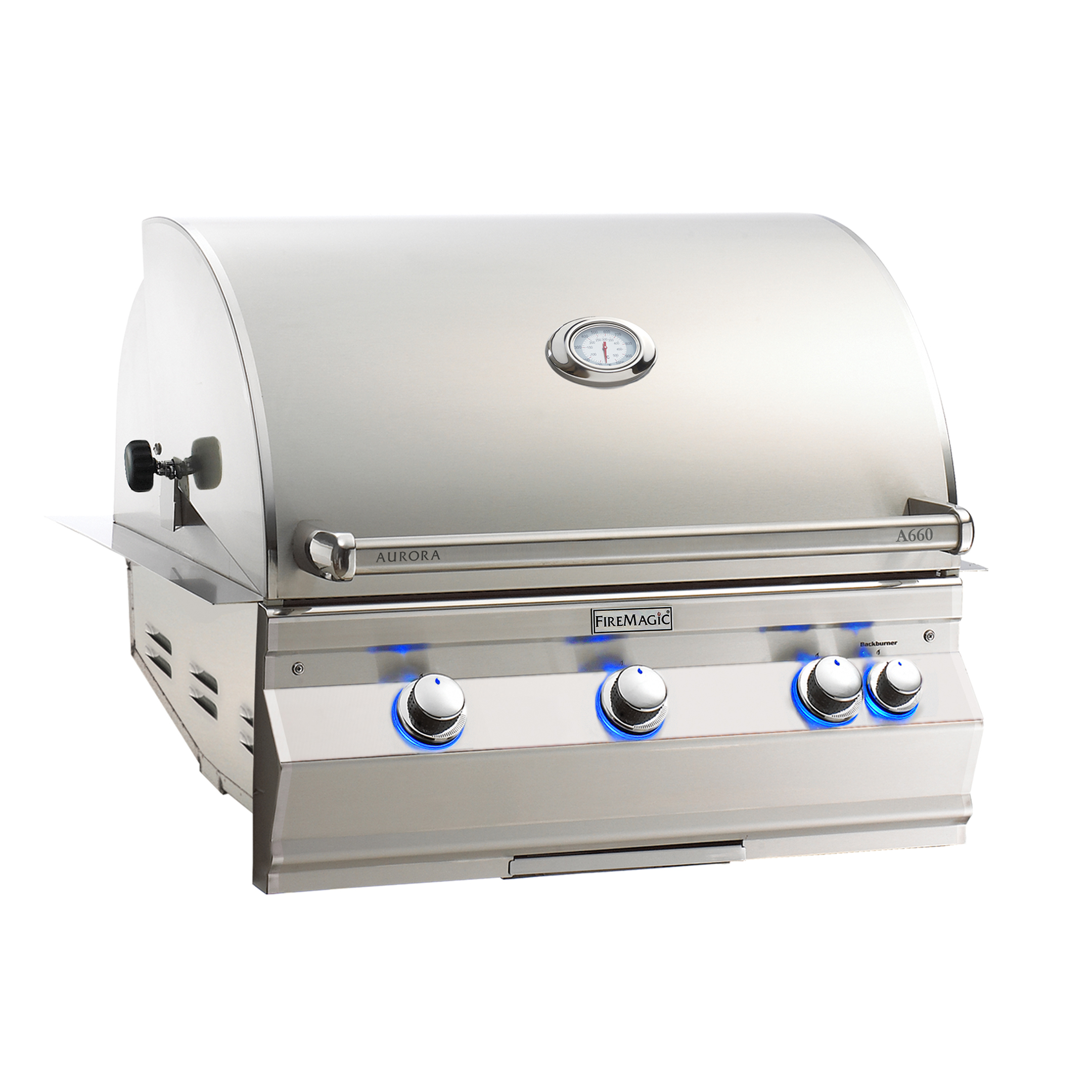 Fire Magic Aurora A660i Built-In Grill – 660 sq in Cooking Area, Cast Stainless Burners, Analog Thermometer, 304-Stainless Steel