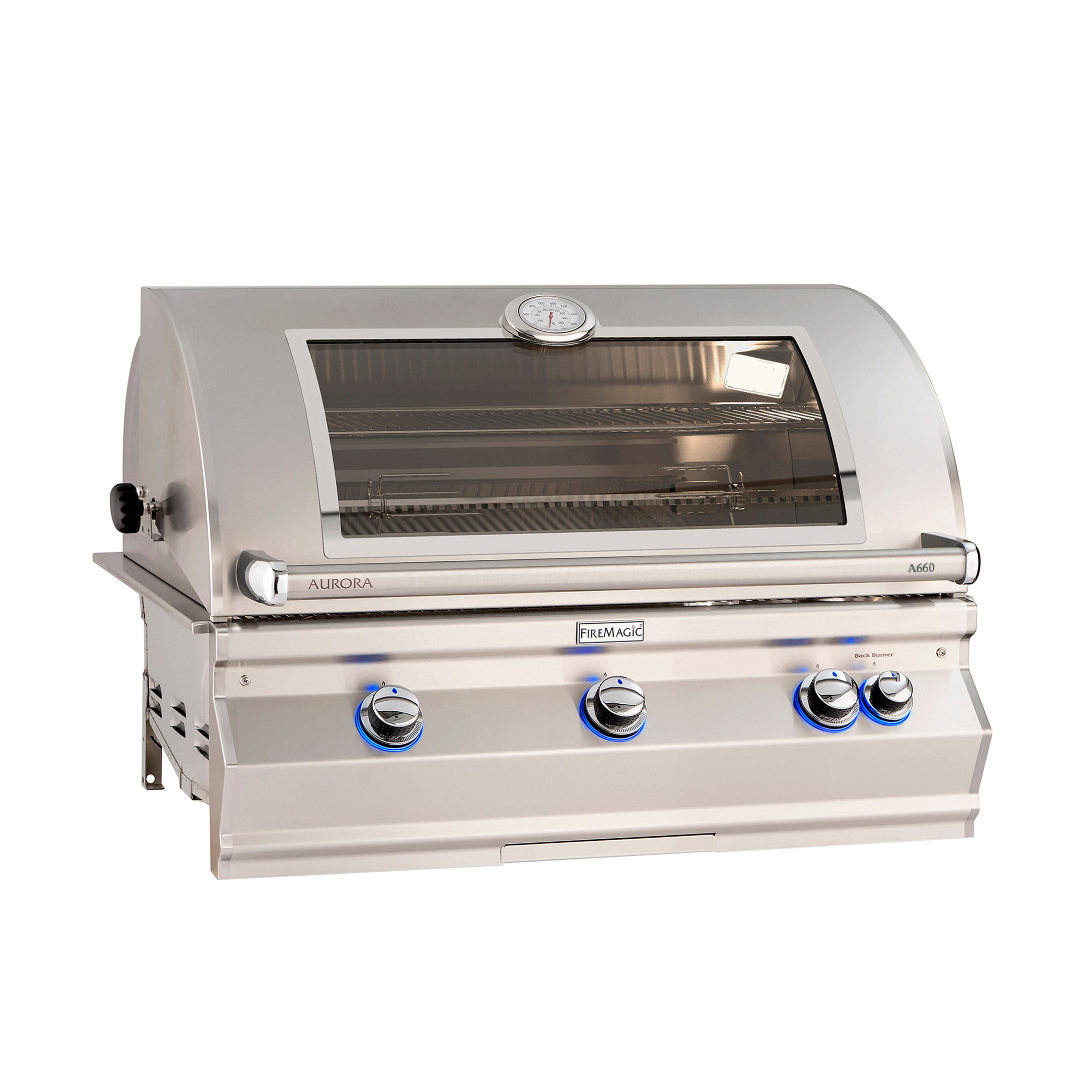 Fire Magic Aurora A660i Built-In Grill – 660 sq in Cooking Area, Cast Stainless Burners, Analog Thermometer, 304-Stainless Steel