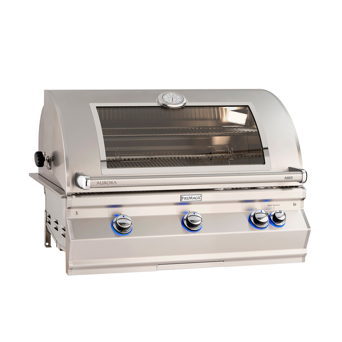 Fire Magic Aurora A660i Built-In Grill – 660 sq in Cooking Area, Cast Stainless Burners, Analog Thermometer, 304-Stainless Steel