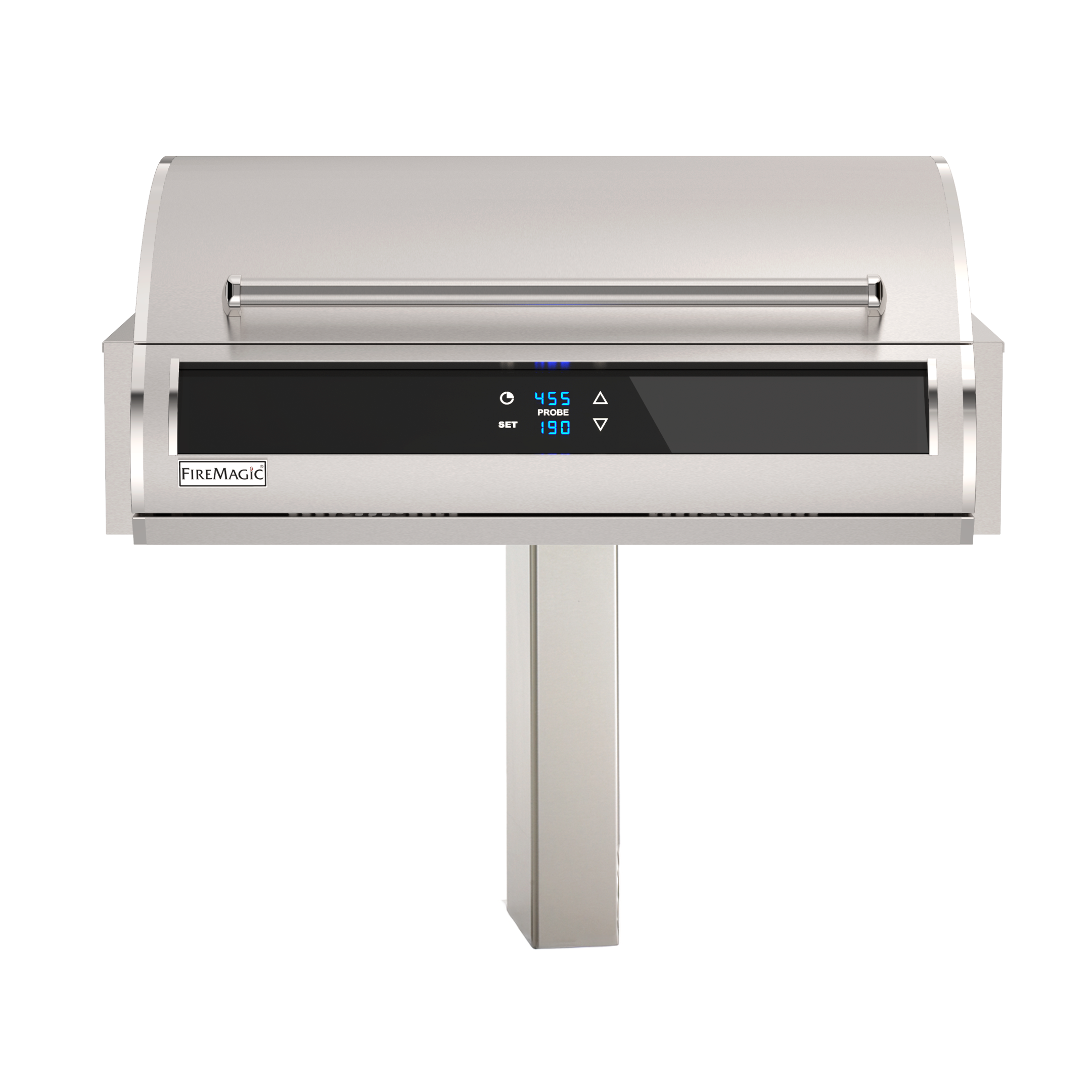 FireMagic EL500s Post Mount Electric Grill – 304 Stainless Steel, Dual Heating Elements, Digital Controls, 240V Freestanding Design