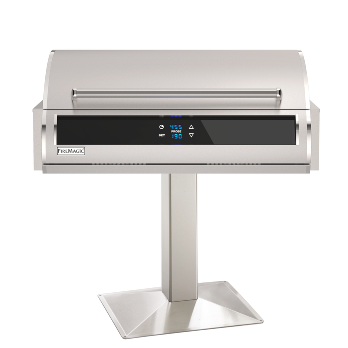 FireMagic EL500s Post Mount Electric Grill – 304 Stainless Steel, Dual Heating Elements, Digital Controls, 240V Freestanding Design