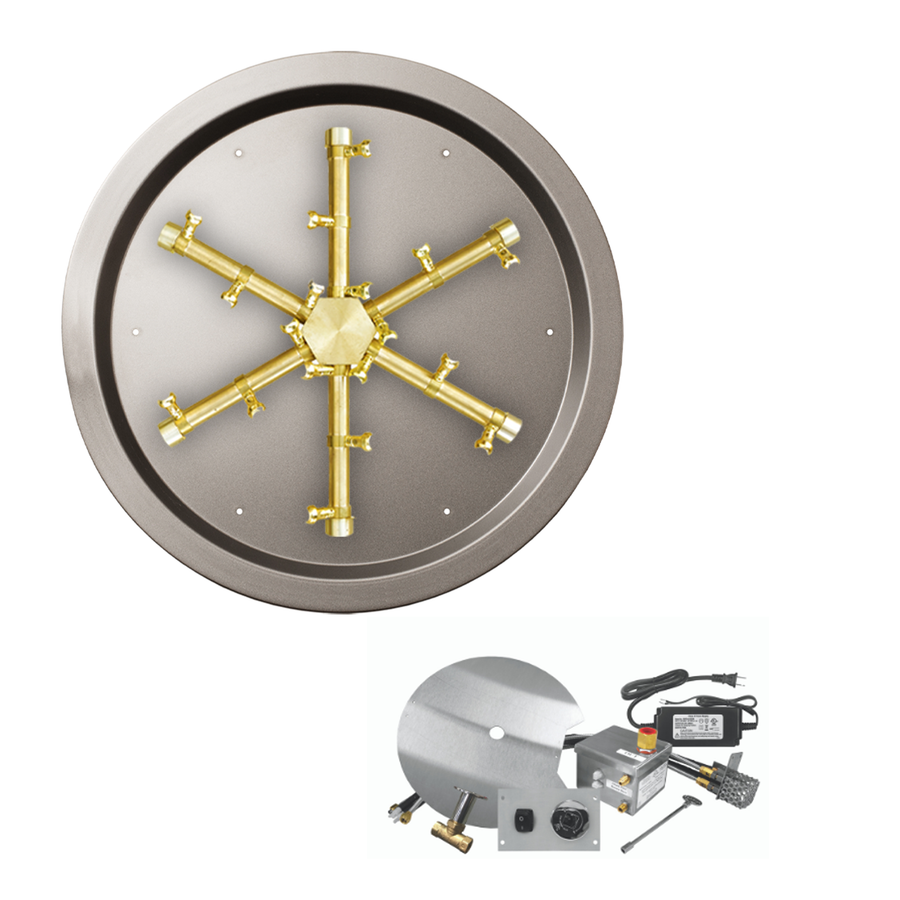 Firegear 19" Round DIP Gas AWS Fire Pit with Pro Series Brass Burner – FPB-19RPSBR14AWS