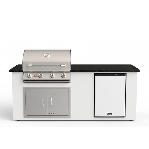 Living Outdoorsy 6' Complete Outdoor Kitchen Island - Bull Outlaw 30" Grill Package | White Stucco & Black Granite Countertop — outdoor living product at Living Outdoorsy
