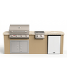 Living Outdoorsy 7' Complete Outdoor Kitchen Island - Bull Outlaw 30" Grill Package | Warm Sand Stucco & Travertine Tile Countertop