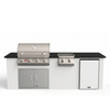 Living Outdoorsy 7' Complete Outdoor Kitchen Island - Bull Outlaw 30" Grill Package | White Stucco & Black Granite Countertop thumbnail