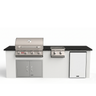 Living Outdoorsy 7' Complete Outdoor Kitchen Island - Bull Outlaw 30" Grill Package | White Stucco & Black Granite Countertop