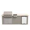 Living Outdoorsy 8' Complete Outdoor Kitchen Island - Bull Outlaw 30" Grill Package | Grey Stucco & Cream Tile