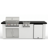 Living Outdoorsy 8' Complete Outdoor Kitchen Island - Bull Outlaw 30" Grill Package | White Stucco & Black Granite Countertop