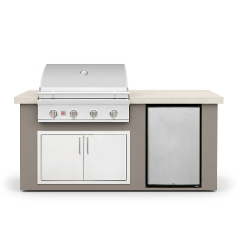 Living Outdoorsy 6' Complete Outdoor Kitchen Island — Summerset Sizzler SZR32 Grill Package | Grey Stucco & Cream Porcelain Countertop — outdoor living product at Living Outdoorsy