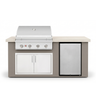 Living Outdoorsy 6' Complete Outdoor Kitchen Island — Summerset Sizzler SZR32 Grill Package | Grey Stucco & Cream Porcelain Countertop