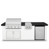 Living Outdoorsy 8' Complete Outdoor Kitchen Island — Summerset Sizzler SZR32 Grill Package | White Stucco & Black Granite Countertop thumbnail