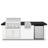Living Outdoorsy 8' Complete Outdoor Kitchen Island — Summerset Sizzler SZR32 Grill Package | White Stucco & Black Granite Countertop