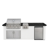 Living Outdoorsy 8' Complete Outdoor Kitchen Island — True Flame TFE32 Grill Package | White Stucco & Black Granite thumbnail