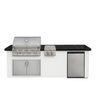 Living Outdoorsy 8' Complete Outdoor Kitchen Island — True Flame TFE32 Grill Package | White Stucco & Black Granite
