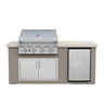 Living Outdoorsy 6' Complete Outdoor Kitchen Island — True Flame TFE32 Grill Package | Grey Stucco & Cream Porcelain Countertop