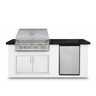 Living Outdoorsy 6' Complete Outdoor Kitchen Island — True Flame TFE32 Grill Package | White Stucco & Black Granite Countertop