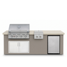 Living Outdoorsy 7' Complete Outdoor Kitchen Island — True Flame TFE32 Grill Package | Grey Stucco & Cream Porcelain Countertop