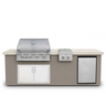 Living Outdoorsy 8' Complete Outdoor Kitchen Island — True Flame TFE32 Grill Package | Grey Stucco & Cream Porcelain Countertop
