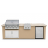 Living Outdoorsy 8' Complete Outdoor Kitchen Island — True Flame TFE32 Grill Package | Warm Sand Stucco & Travertine Tile Countertop thumbnail