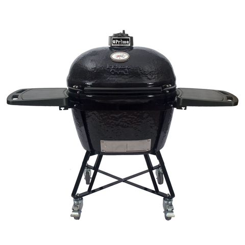 Primo Ceramic Grills Oval X-Large Charcoal All-In-One Heavy-Duty Stand, Side Shelves, Ash Tool and Grate Lifter