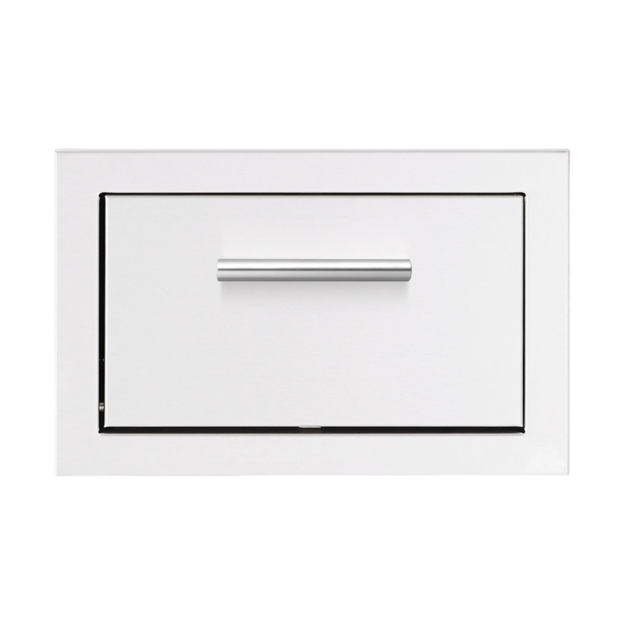 A white paper towel holder with a sleek curved handle, part of the Summerset Grills outdoor kitchen appliance accessories.
