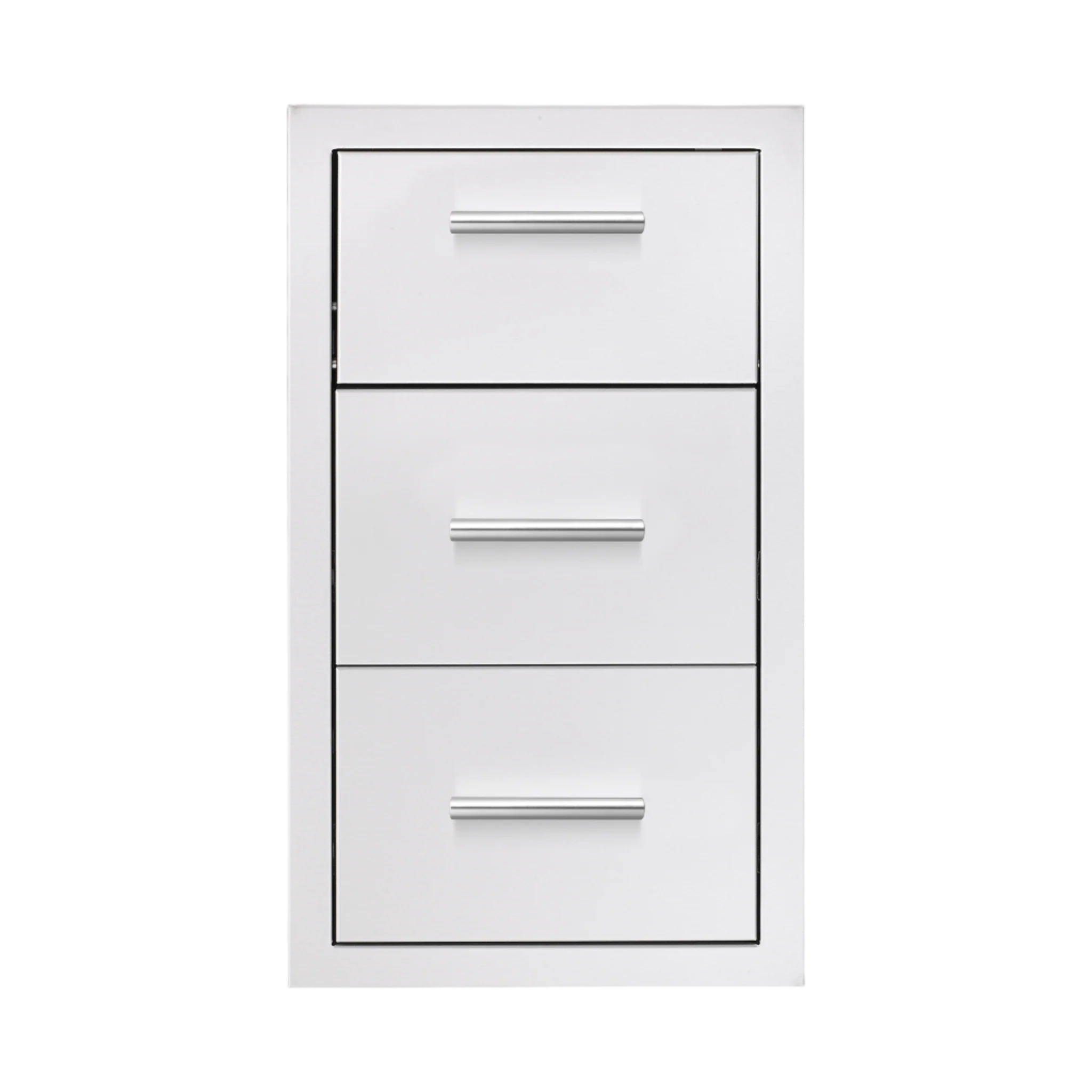 Summerset Grills 17 inch vertical 2-drawer and paper towel holder combo, all in white.