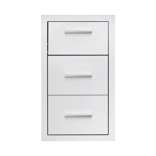 Summerset Grills 17 inch vertical 2-drawer and paper towel holder combo, all in white.