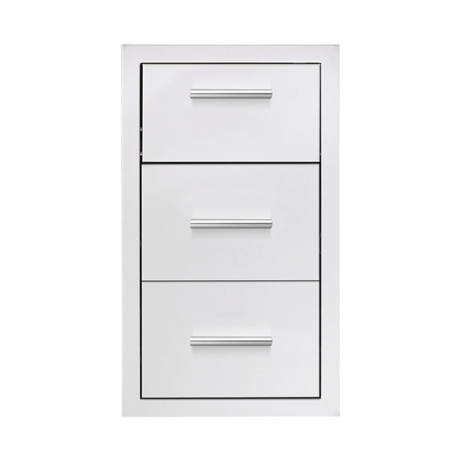 Summerset Grills 17 inch vertical 2-drawer and paper towel holder combo, all in white.