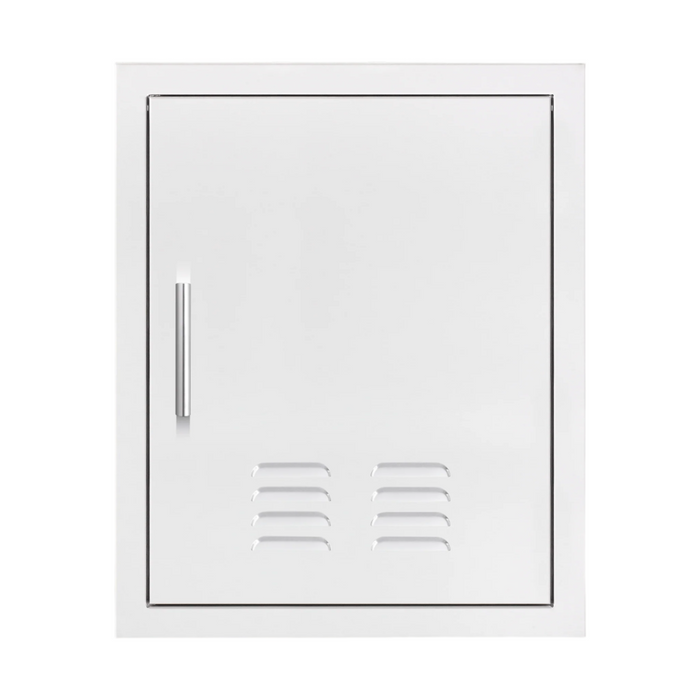 An 18 x 22 inch vented vertical access door for outdoor kitchens, featuring a right hinge and constructed from 304 stainless steel.