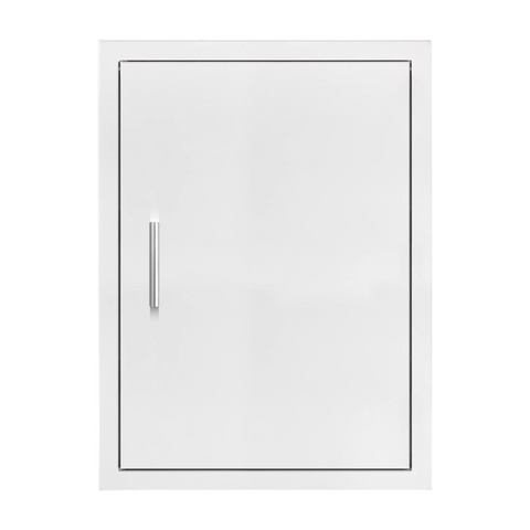 Summerset Grills 20x27 inch vertical access door with a masonry frame return, featuring a stainless steel finish and a curved handle.