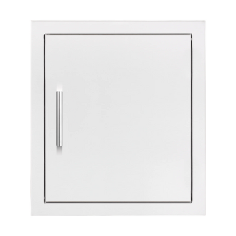 Summerset Grills 20 inch stainless steel vertical access door with a sleek white finish and a center-mounted bar handle.