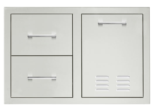 True Flame 33" 2-Drawer & Vented Trash or LP Tank Pullout Drawer Combo (TF-DC2-33LP-A)