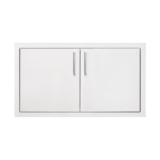 Summerset Grills 33 inch double access door with masonry frame return, featuring stainless steel construction and sleek handles.