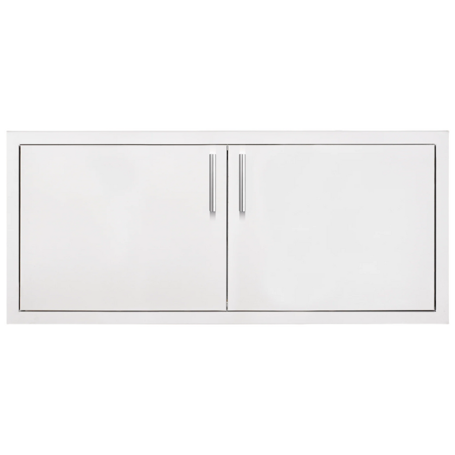 Summerset Grills 39 inch Stainless Steel Double Access Door with a sleek white finish and handle.