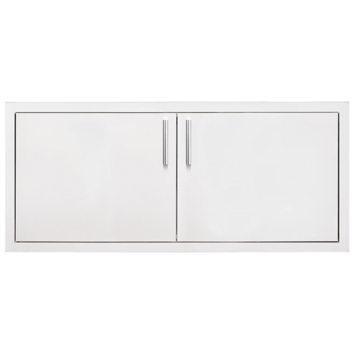 Summerset Grills 45 inch Stainless Steel Double Access Door with a sleek white finish and handle.