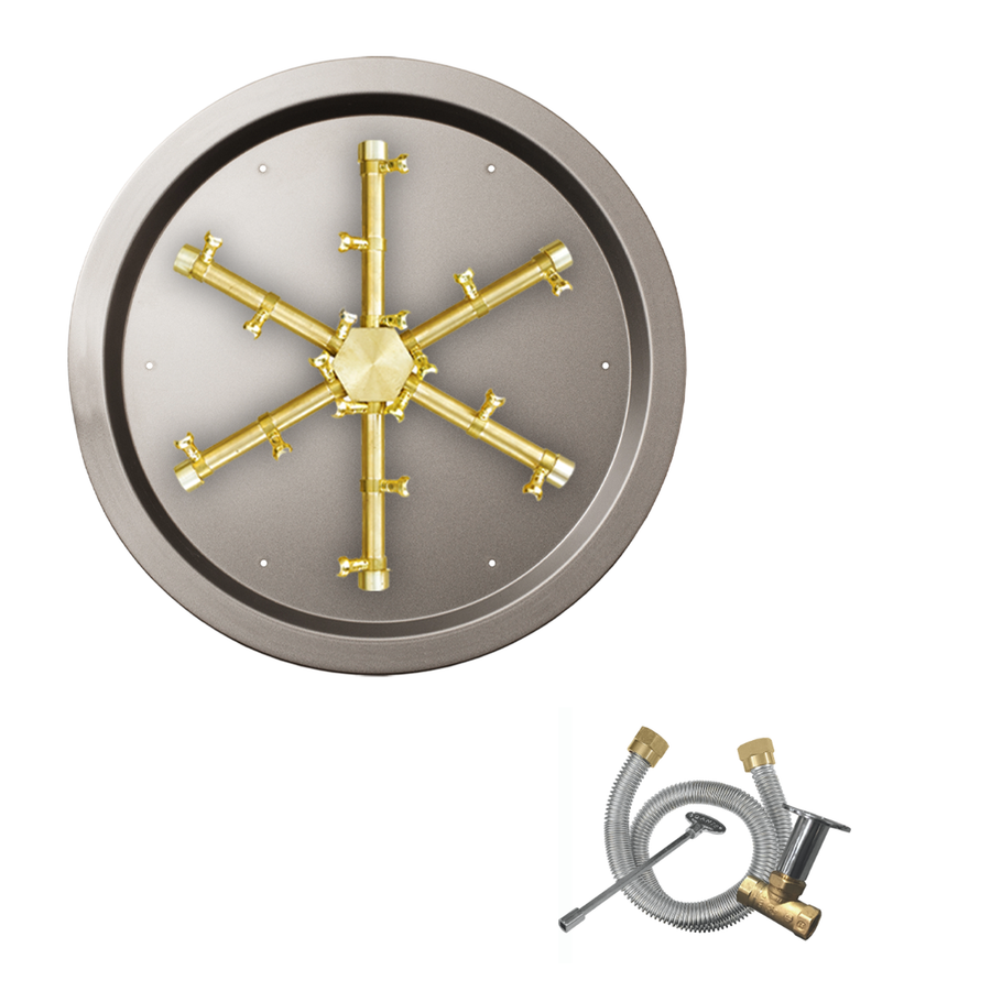 Firegear 19" Round DIP Gas Match Throw Fire Pit with Pro Series Brass Burner – FPB-19RPSBR14MT