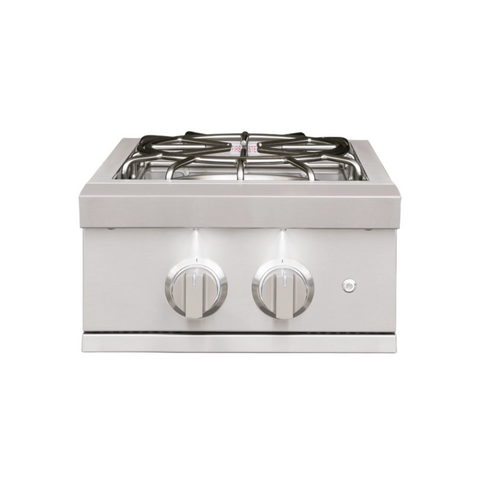 Summerset Grills Stainless Steel Gas Power Burner with two control knobs and a silver finish.
