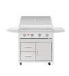 A freestanding Summerset Sizzler Pro Deluxe 32" grill cart with a white stainless steel body, side shelves, and four burners. thumbnail