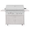 A freestanding Summerset grill cart with a white stainless steel finish, featuring a closed cabinet beneath the grilling area and control knobs on the front panel. thumbnail
