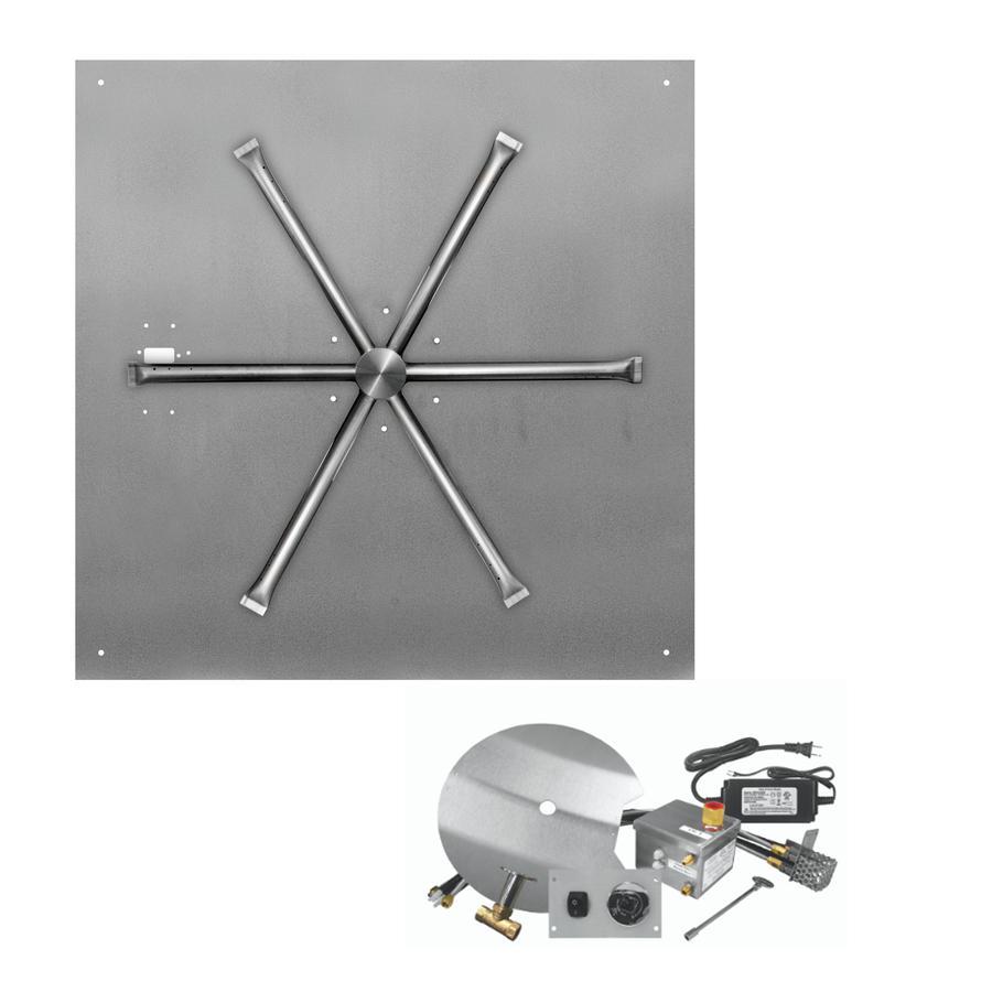 Firegear 46" Square Flat Fire Pit Pan with Gas AWS Electronic Ignition – FPB-46SFBSAWS-P