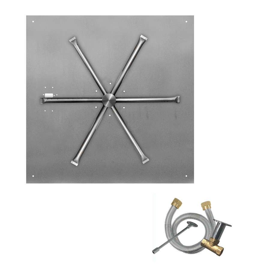 Firegear 46" Square Flat Fire Pit Pan with Gas Match Throw Ignition – FPB-46SFBS36MT
