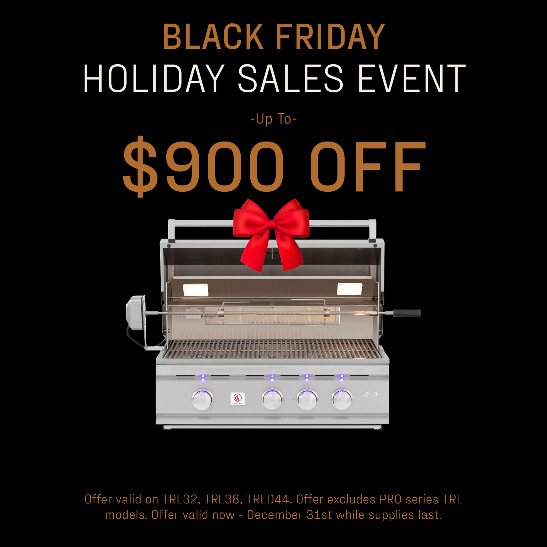 Summerset TRLD 44″ Built-In Stainless Steel Gas Grill – 4-Burner + Infrared Rear Burner, ~1,200 sq in Cooking Surface, 304-Grade Stainless Steel