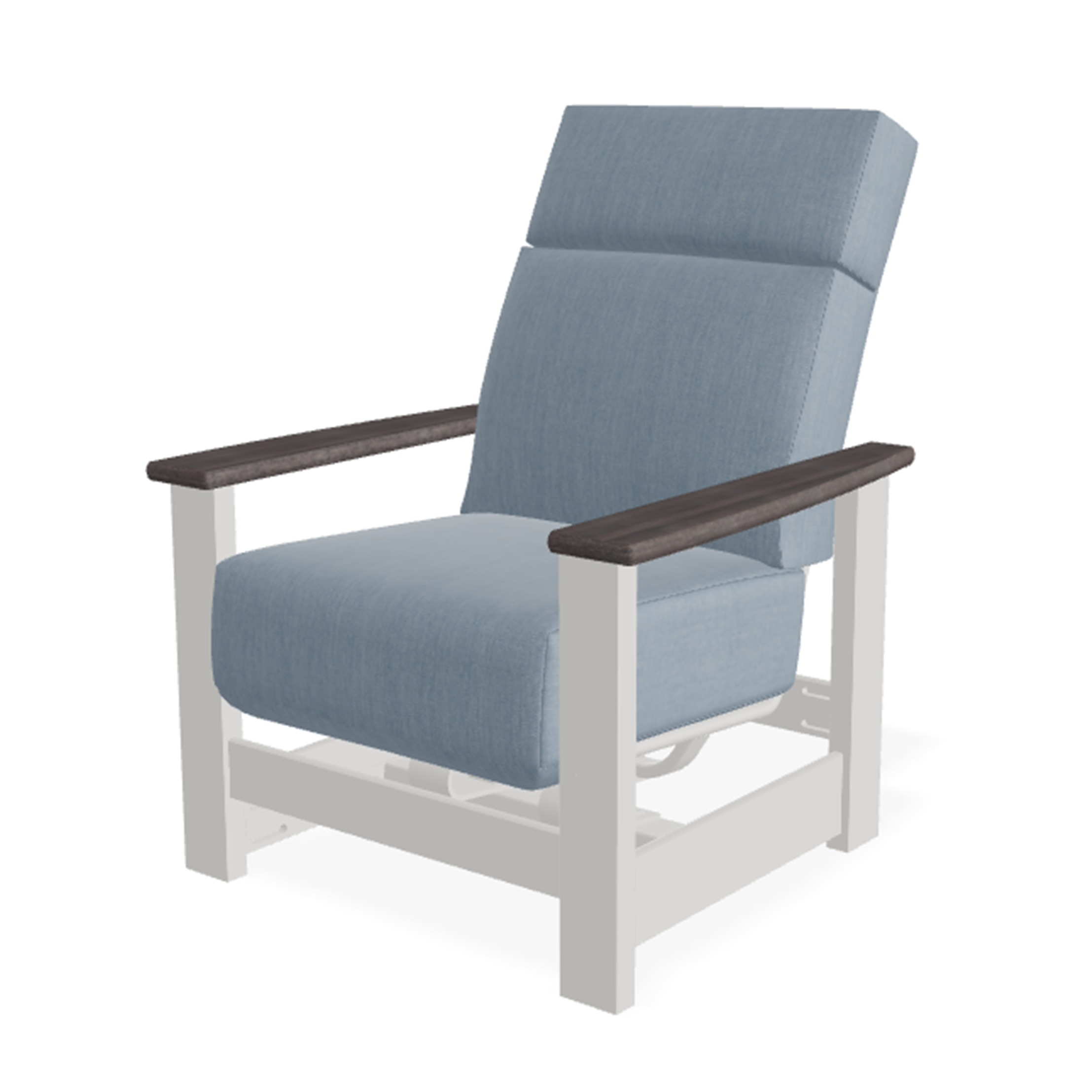 Telescope Leeward MGP Supreme Cushion Hidden Motion Arm Chair w/ RXO Boardwalk Rustic Arms – Customizable Outdoor Chair