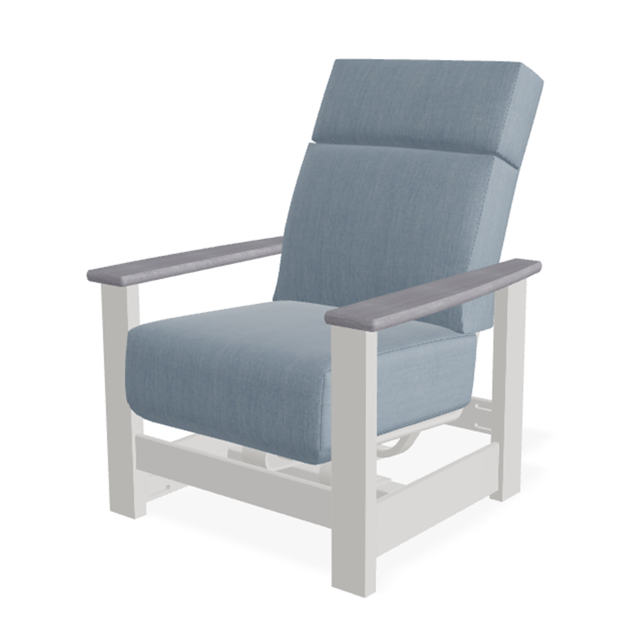 Telescope Leeward MGP Supreme Cushion Hidden Motion Arm Chair w/ RG0 Cape Grey Rustic Arms – Customizable Outdoor Chair